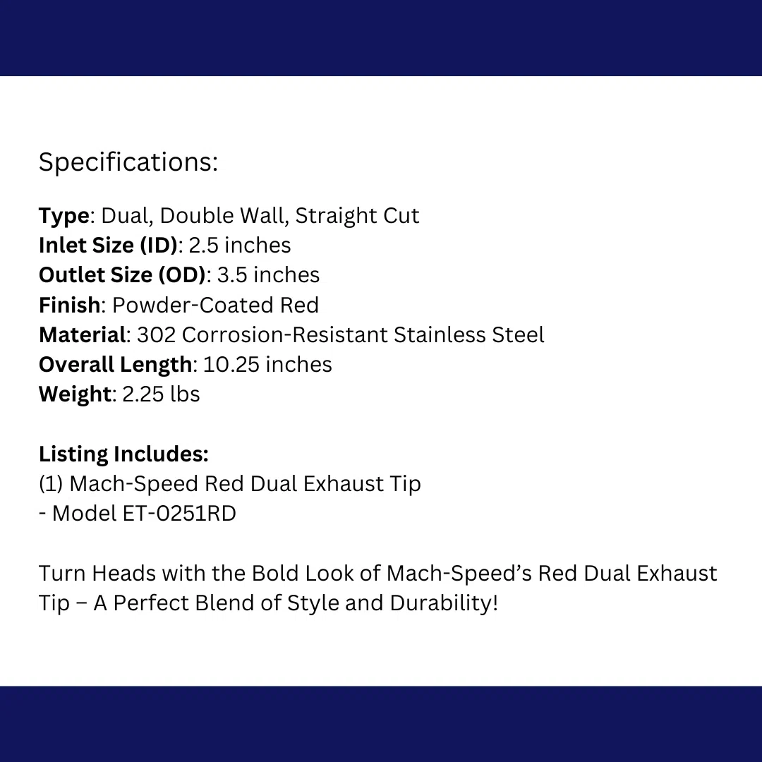 Dual Round Double Wall Straight Cut Tip Powered Coat JDM Red ET-0251RD